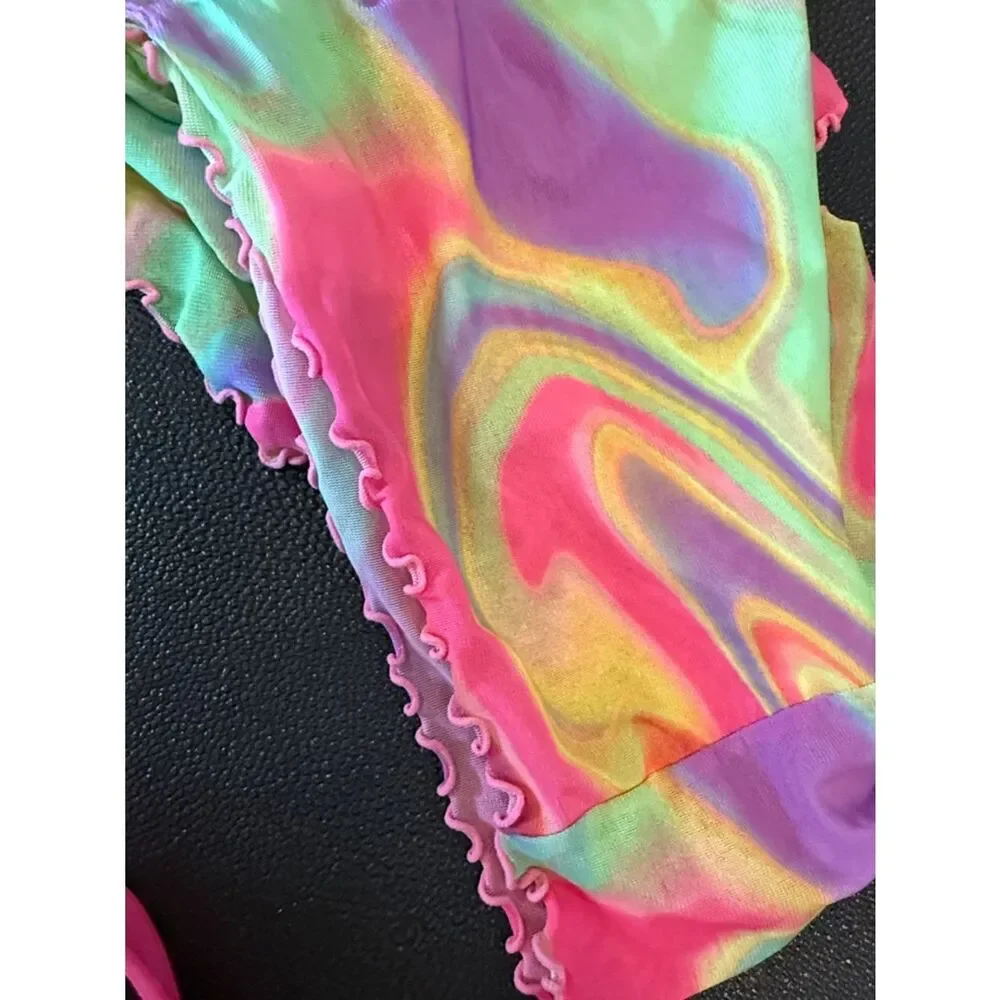 Art Class Hot Pink Swimsuit with Colorful Wrap size S (6/7)
